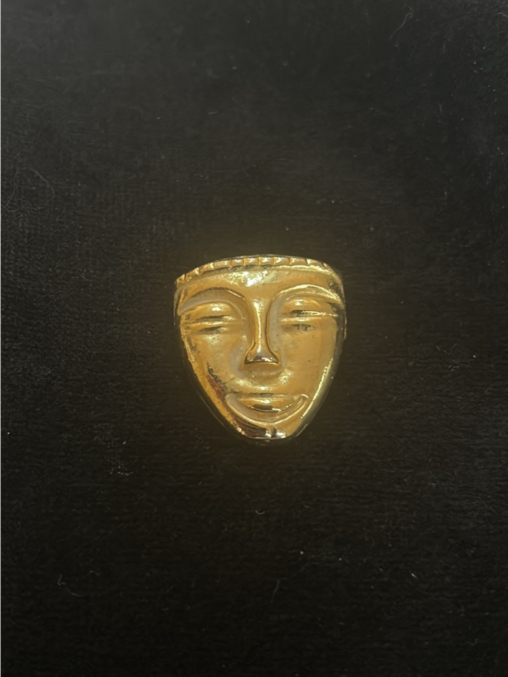 Museum replica Aztec Gold Face Mask Pin Brooch - Sculpted Metal Accent
